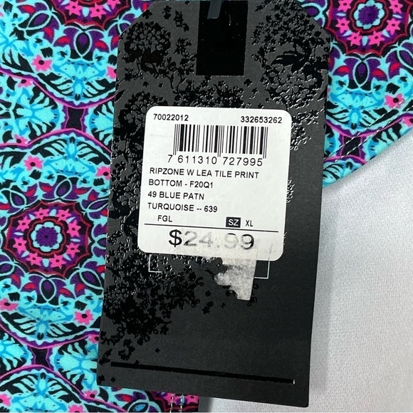 RIPZONE Lea Tile Print Bikini Bottom Swimsuit Turquoise - Picture 9 of 9